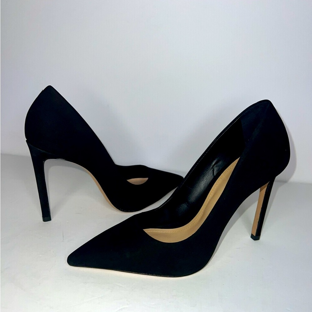 $148 SCHUTZ Lou High Stiletto Pump Shoes Black Suede Sz 6.5B